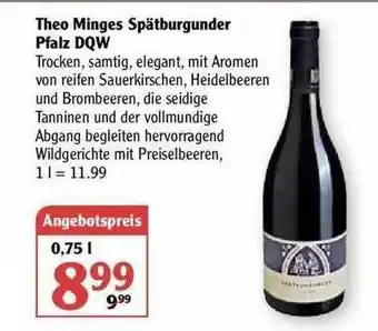 Globus Theo Minges Spätburgunder Pfalz Dqw Angebot