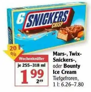 Globus Mars- Twix- Snickers- Oder Bounty Ice Cream Angebot