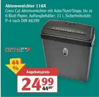 Globus Aktenvernichter 116x Angebot