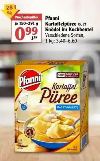 Globus Pfanni Kartoffelpüree Oder Knödel Im Kochbeutel Angebot