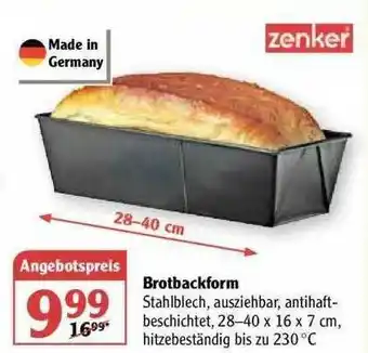 Globus Brotbackform Zenker Angebot