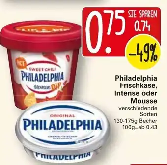 WEZ Philadelphia Frischkäse, Intense oder Mousse 130-175g Becher Angebot