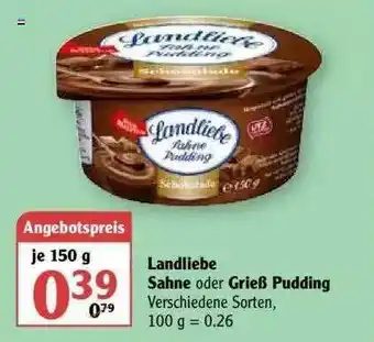 Globus Landliebe Sahne Oder Grieß Pudding Angebot