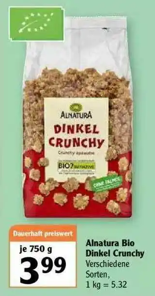 Globus Alnatura Bio Dinkel Cruncy Angebot