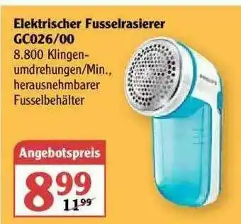 Globus Elektrischer Fusselrasierer Gc026 00 Angebot