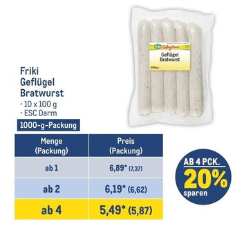 METRO Friki Geflügel Bratwurst 1000-g-Packung Angebot