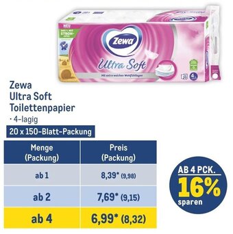 METRO Zewa Ultra Soft Toilettenpapier 20 x 150-Blatt-Packung Angebot