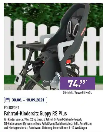 Aldi Nord Polisport Fahrrad-kindersitz Guppy Rs Plus Angebot