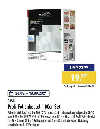 Aldi Nord Caso Profi-folienbeutel 100er-set Angebot