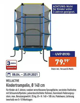 Aldi Nord Wellactive Kindertrampolin ø 140 Cm Angebot