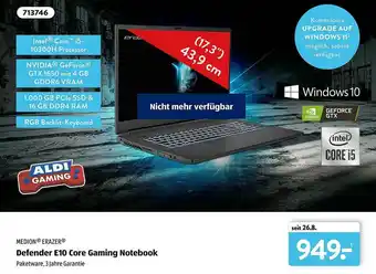 Aldi Süd Medion Erazer Defender E10 Core Gaming Notebook Angebot