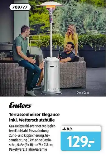 Aldi Süd Enders Terrassenheizer Elegance Inkl. Wetterschutzhülle Angebot