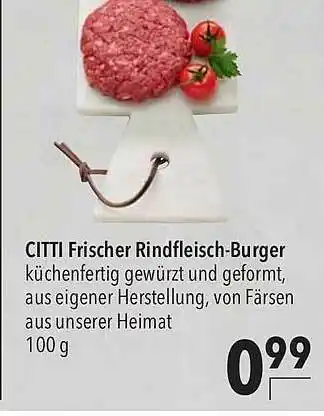 CITTI Markt Citti Frischer Rindfleisch-burger Angebot