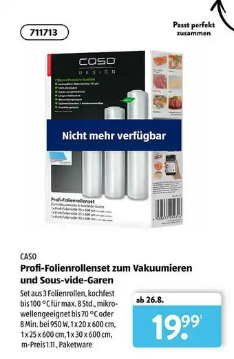 Aldi Süd Caso Profi-folienrolenset Zum Vakuumieren Und Sous-vide-garen Angebot