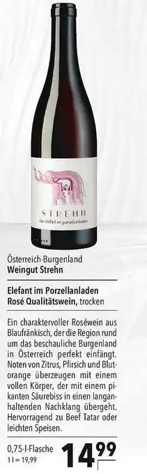 CITTI Markt Weingut Strehn Elefant Im Porzellanladen Rosé Qualitätswein Angebot