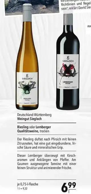 CITTI Markt Weingut Siegloch Riesling Oder Lernberger Angebot