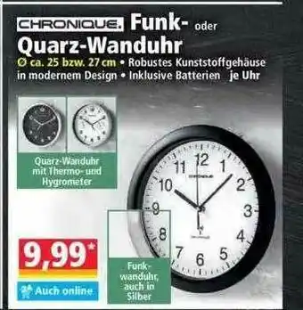 Norma Chronique Funk- Oder Quarz-wanduhr Angebot