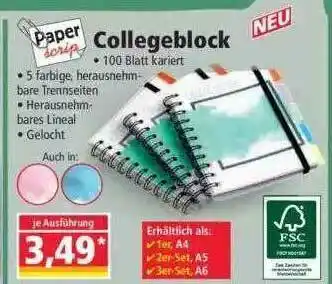 Norma Paper Scrip Collegeblock Angebot