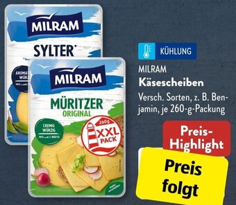 Aldi Süd MILRAM Käsescheiben 260 g Packung Angebot