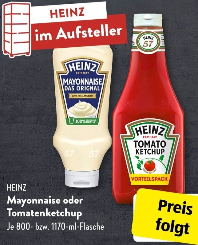 HEINZ Mayonnaise oder Tomatenketchup 800 bzw. 1170mlFlasche Angebot bei Aldi Süd