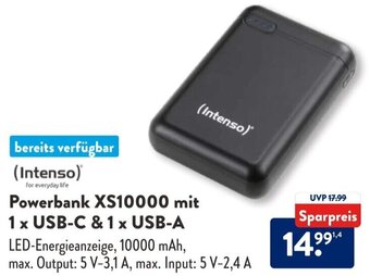 Aldi Süd (Intenso) Powerbank XS10000 mit 1 x USB-C & 1 x USB-A Angebot