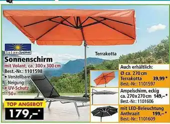 Norma24 Solax-sunshine Sonnenschirm Terrakotta Oder Anthrazit Angebot