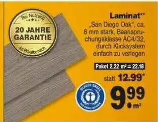 Repo Markt Laminat „san Diego Oak” Angebot