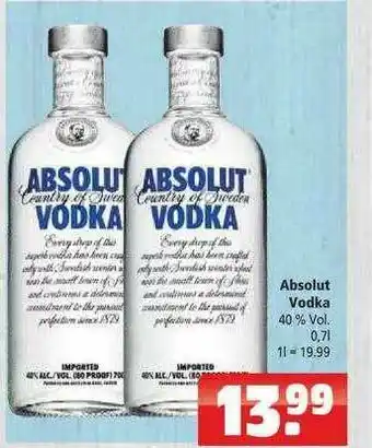 Getränkehaus Absolut Vodka Angebot