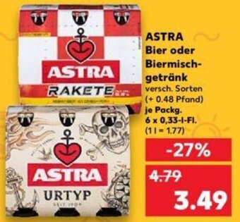 Kaufland ASTRA Bier oder Biermischgetränk 6x0,33 L-Fl. Angebot