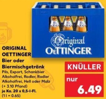 Kaufland ORIGINAL OETTINGER Bier oder Biermischgetränk Ka. 20x0,5 L-Fl. Angebot