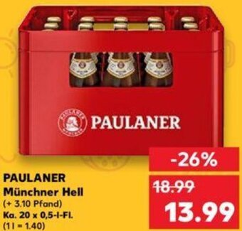 Kaufland PAULANER Münchner Hell Ka. 20x0,5 L-Fl. Angebot