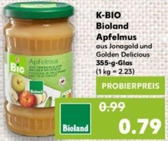 Kaufland K-BIO Bioland Apfelmus 355 g Glas Angebot