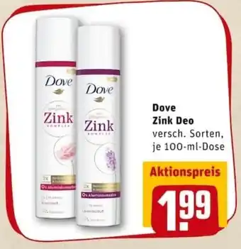 REWE PETZ Dove Zink Deo 100ml Angebot