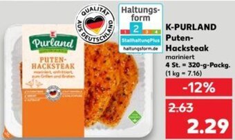 Kaufland K-PURLAND Puten Hacksteak 320 g Packg. Angebot