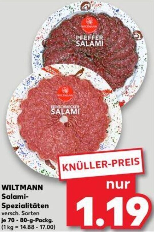 WILTMANN Salami Spezialitäten 7080 g Packg. Angebot bei Kaufland