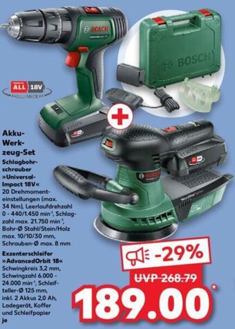 Kaufland BOSCH Akku-Werkzeug-Set Schlagbohrschrauber >> Universal- Impact 18V<< Angebot