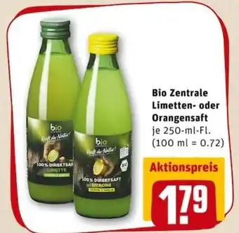 REWE PETZ Bio Zentrale Limetten oder Orangensaft 250ml Angebot