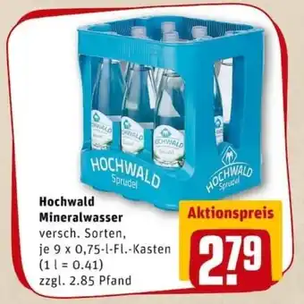 REWE PETZ Hochwald Mineralwasser 9x0,75L Angebot