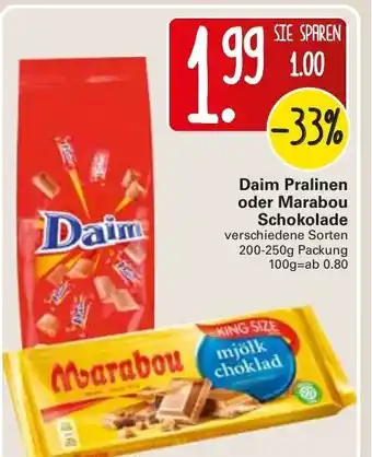 WEZ Daim Pralinen oder Marabou Schokolade 200-250g Angebot