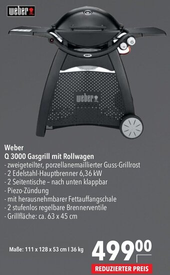 CITTI Markt Weber Q 3000 Gasgrill mit Rollwagen Angebot