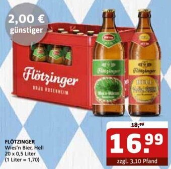 Getränke Quelle FLÖTZINGER Wies'n Bier, Hell 20 x 0,5 Liter Angebot