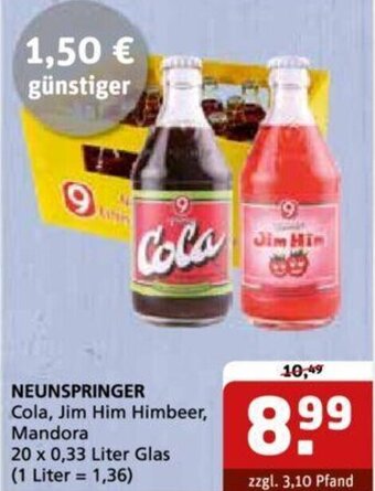 Getränke Quelle NEUNSPRINGER 20 x 0,33 Liter Glas Angebot