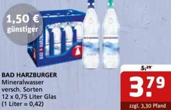 Getränke Quelle BAD HARZBURGER Mineralwasser 12 x 0,75 Liter Glas Angebot