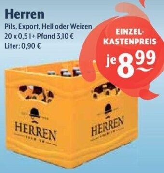 Getränke Hoffmann Herren Pils, Export, Hell oder Weizen 20x0,5 L Angebot