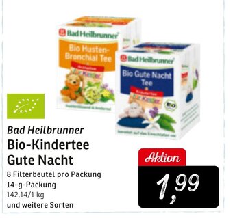 KONSUM Bad Heilbrunner Bio-Kindertee Gute Nacht 8 Filterbeutel pro Packung Angebot