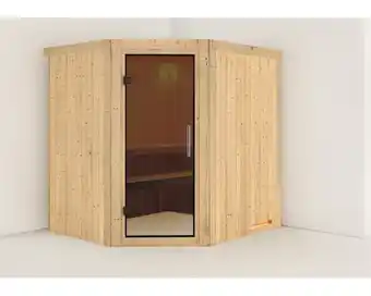 Hornbach Plug & play sauna karibu silja ohne ofen ohne dachkranz mit graphit farbiger ganzglastüre Angebot