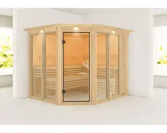 Hornbach Elementsauna karibu mandos 3 ohne ofen mit dachkranz und bronzierter ganzglastüre Angebot