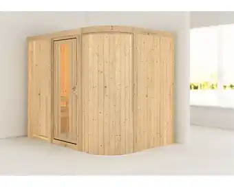 Hornbach Elementsauna karibu korall iv ohne ofen und dachkranz mit holztüre und isolierglas wärmegedämmt Angebot