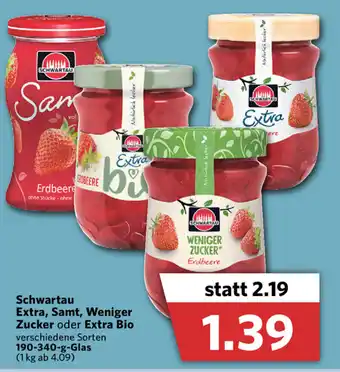 Combi Schwartau Extra, Samt, Weniger Zucker oder Extra Bio 190-340g Angebot