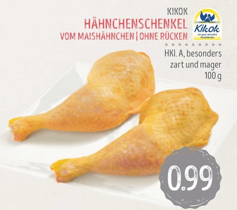 KIKOK HÄHNCHENSCHENKEL VOM MAISHÄHNCHEN OHNE RÜCKEN Angebot bei Edeka Struve
